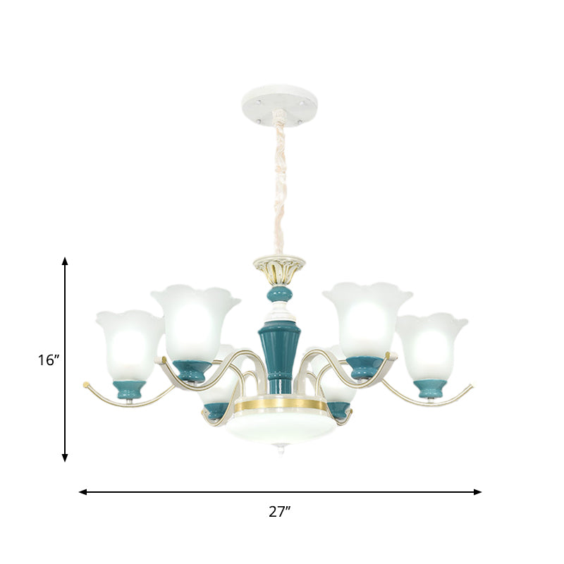 Green Flower Shade Ceiling Hang Fixture Countryside Chandelier - Rebooters