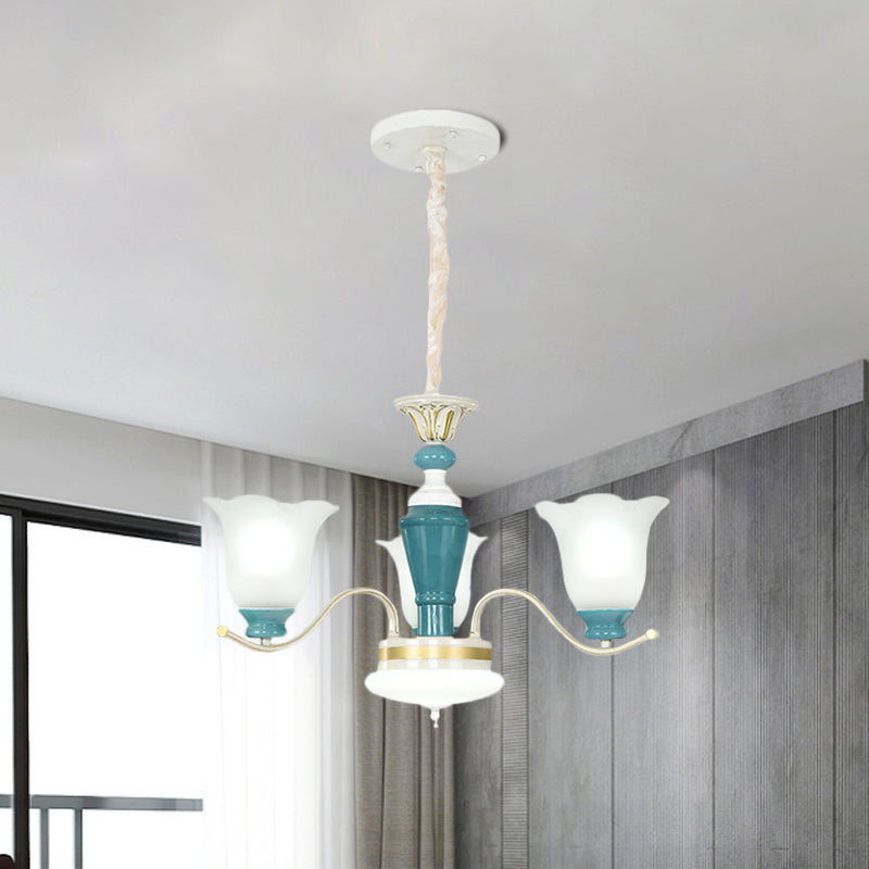 Green Flower Shade Ceiling Hang Fixture Countryside Chandelier - Rebooters
