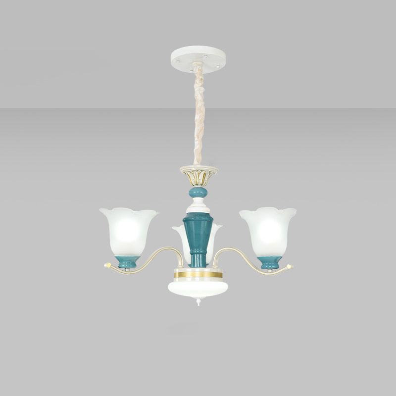 Green Flower Shade Ceiling Hang Fixture Countryside Chandelier - Rebooters
