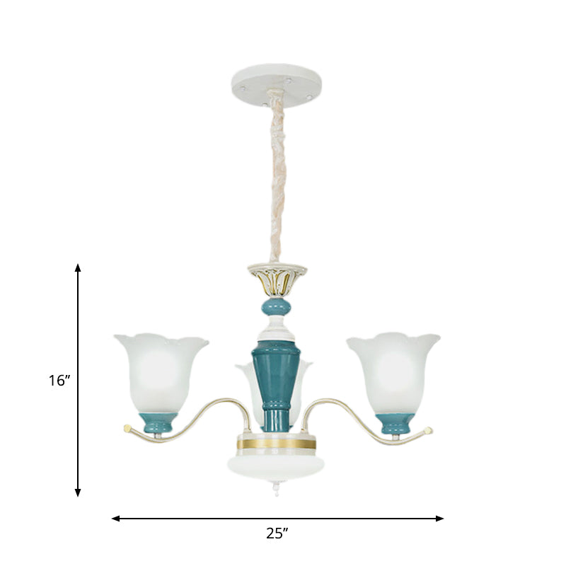 Green Flower Shade Ceiling Hang Fixture Countryside Chandelier - Rebooters