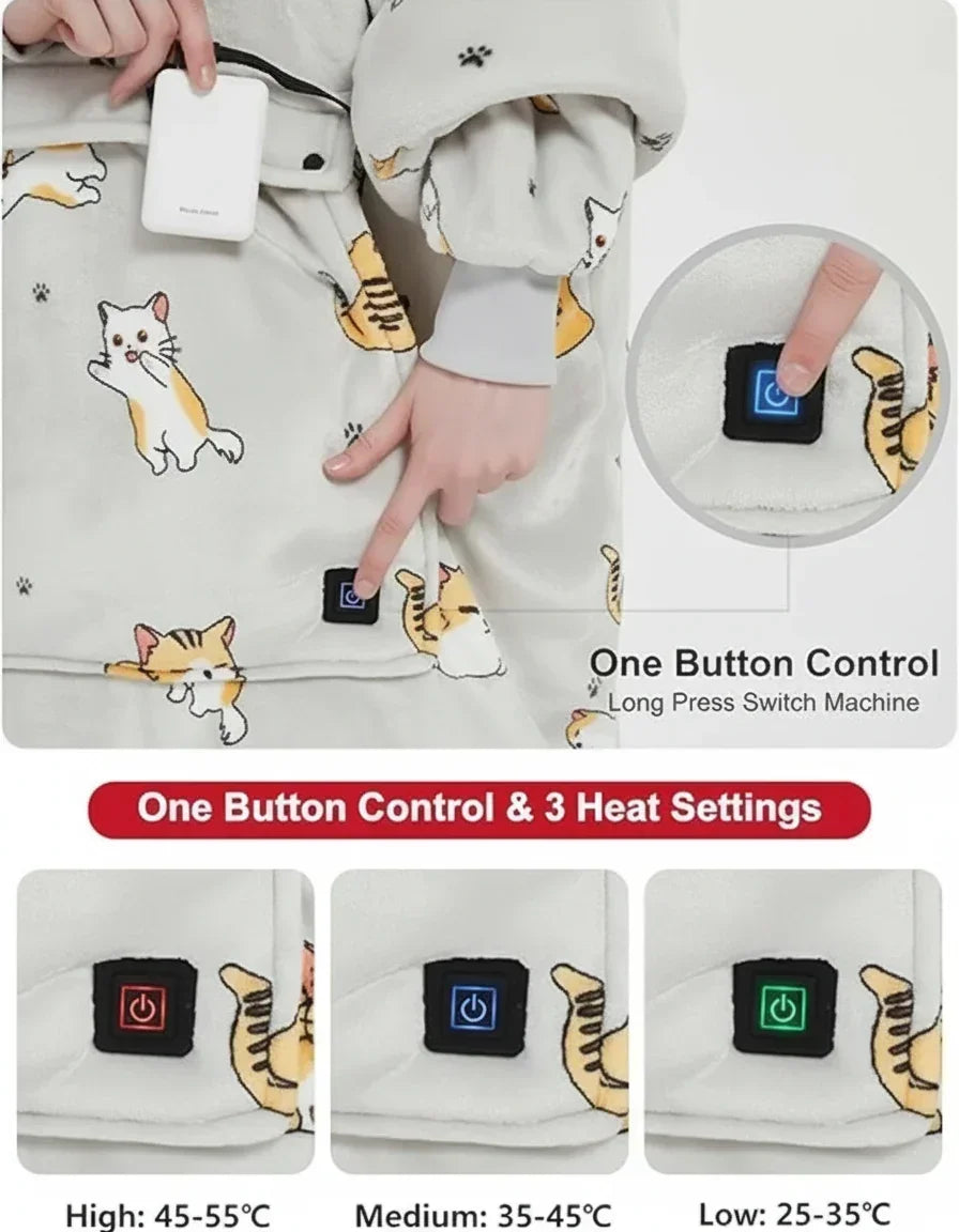 Rebooters Heated Wearable Blanket Hoodie, Sherpa Lined