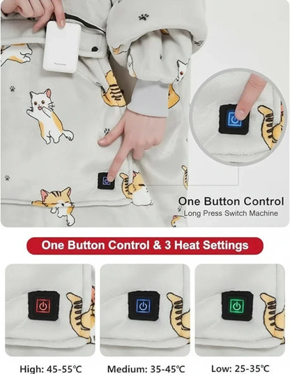 Rebooters Heated Wearable Blanket Hoodie, Sherpa Lined