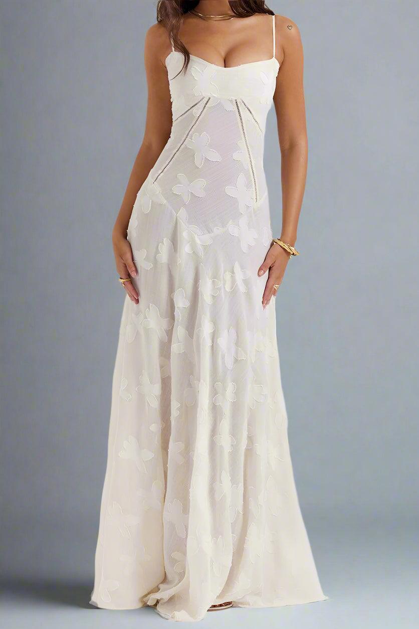 Maya Maxi Dress with Intricate Floral Embroidery and Flowing Silhouette for Elegant Style - Rebooters -Women's Dresses