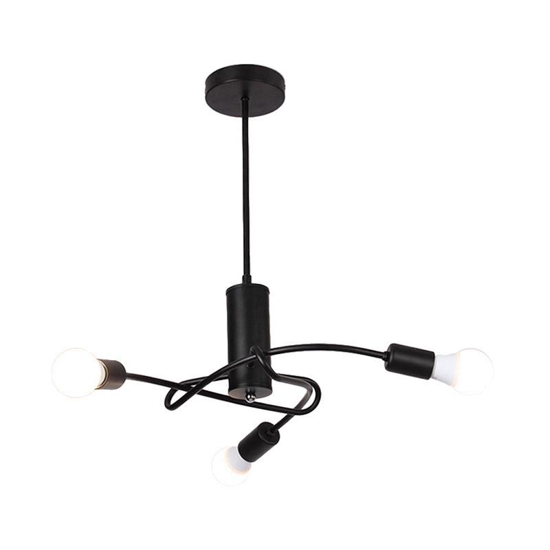 3/5 Lights Twirled Chandelier Light Industrial Vintage Black Lamp - Rebooters