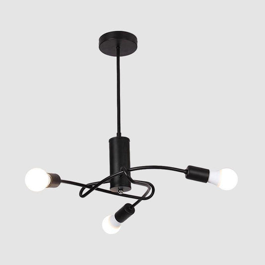 3/5 Lights Twirled Chandelier Light Industrial Vintage Black Lamp - Rebooters
