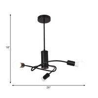 3/5 Lights Twirled Chandelier Light Industrial Vintage Black Lamp - Rebooters