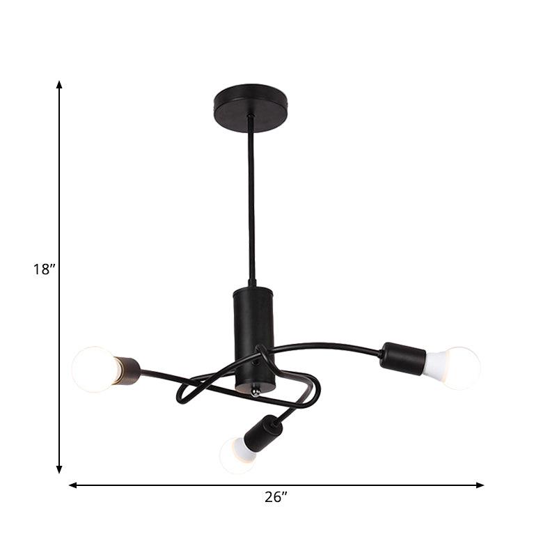 3/5 Lights Twirled Chandelier Light Industrial Vintage Black Lamp - Rebooters