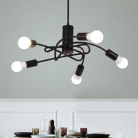 3/5 Lights Twirled Chandelier Light Industrial Vintage Black Lamp - Rebooters
