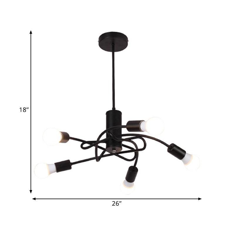 3/5 Lights Twirled Chandelier Light Industrial Vintage Black Lamp - Rebooters