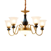 3/5/6 Lights Floral Shade Pendant Chandelier Brass Cream Glass - Rebooters