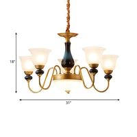 3/5/6 Lights Floral Shade Pendant Chandelier Brass Cream Glass - Rebooters