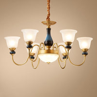 3/5/6 Lights Floral Shade Pendant Chandelier Brass Cream Glass - Rebooters