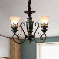 3/5/6-Bulb Chandelier Light Fixture with Bell Shade Opal Glass - Rebooters