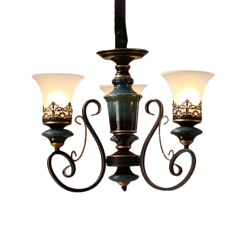 3/5/6-Bulb Chandelier Light Fixture with Bell Shade Opal Glass - Rebooters