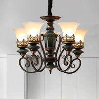 3/5/6-Bulb Chandelier Light Fixture with Bell Shade Opal Glass - Rebooters