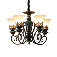 3/5/6-Bulb Chandelier Light Fixture with Bell Shade Opal Glass - Rebooters
