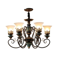 3/5/6-Bulb Chandelier Light Fixture with Bell Shade Opal Glass - Rebooters