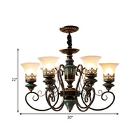 3/5/6-Bulb Chandelier Light Fixture with Bell Shade Opal Glass - Rebooters