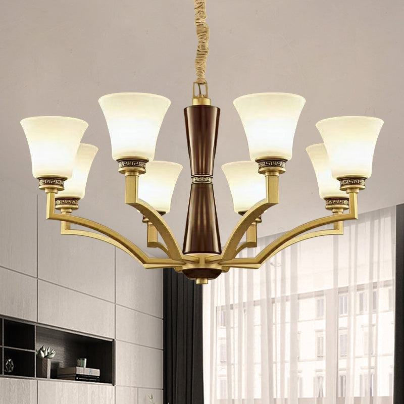 Bell Shaped Dining Room Ceiling Chandelier Antique Frosted Glass - Rebooters