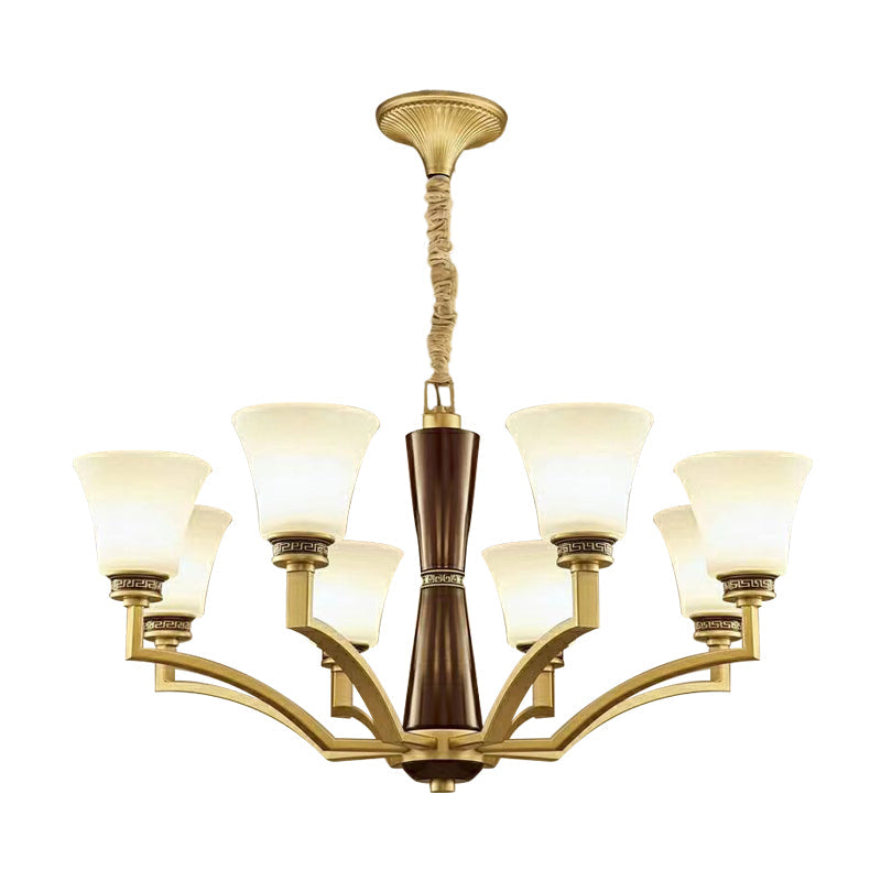 Bell Shaped Dining Room Ceiling Chandelier Antique Frosted Glass - Rebooters