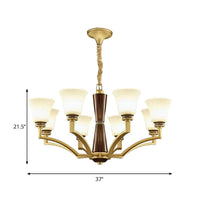 Bell Shaped Dining Room Ceiling Chandelier Antique Frosted Glass - Rebooters