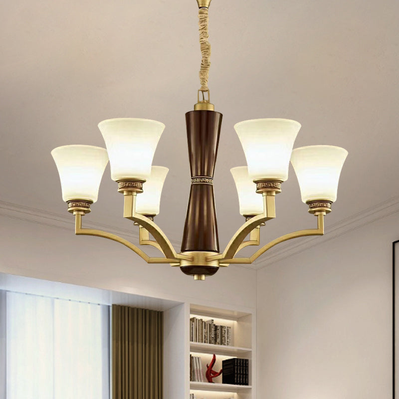 Bell Shaped Dining Room Ceiling Chandelier Antique Frosted Glass - Rebooters