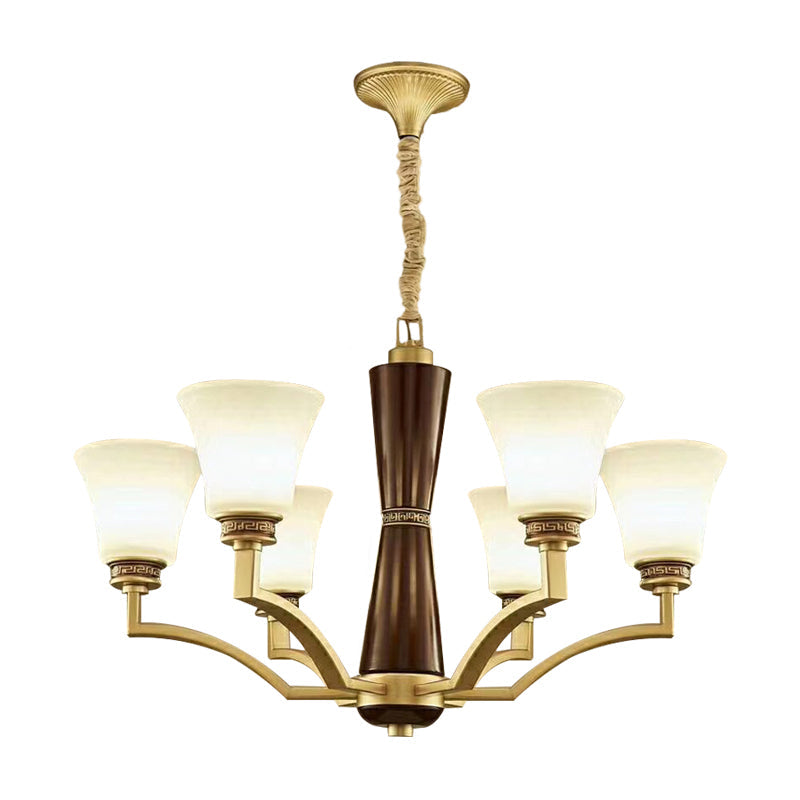 Bell Shaped Dining Room Ceiling Chandelier Antique Frosted Glass - Rebooters
