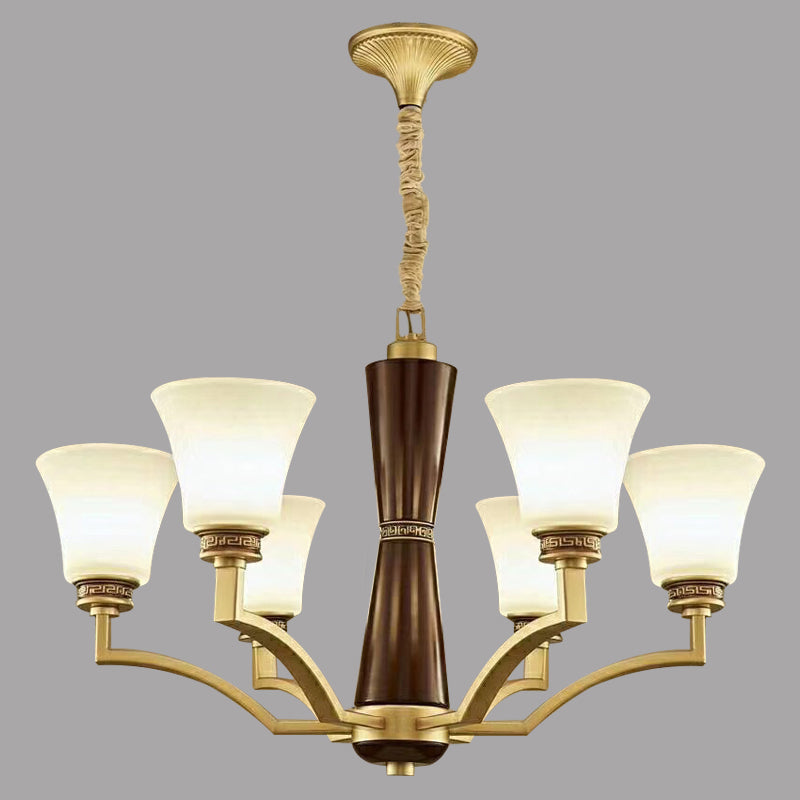 Bell Shaped Dining Room Ceiling Chandelier Antique Frosted Glass - Rebooters