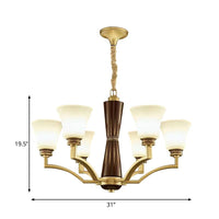 Bell Shaped Dining Room Ceiling Chandelier Antique Frosted Glass - Rebooters