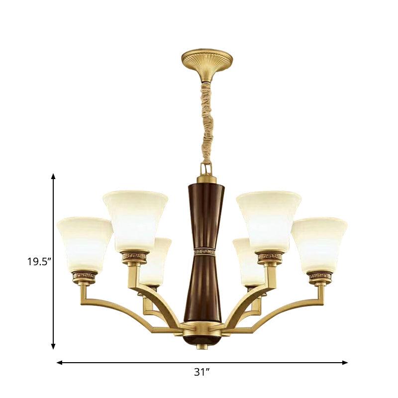 Bell Shaped Dining Room Ceiling Chandelier Antique Frosted Glass - Rebooters