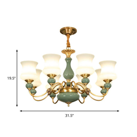 6/8 Bulbs Metallic Chandelier Light Vintage Gold Swooping Arm - Rebooters