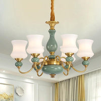 6/8 Bulbs Metallic Chandelier Light Vintage Gold Swooping Arm - Rebooters