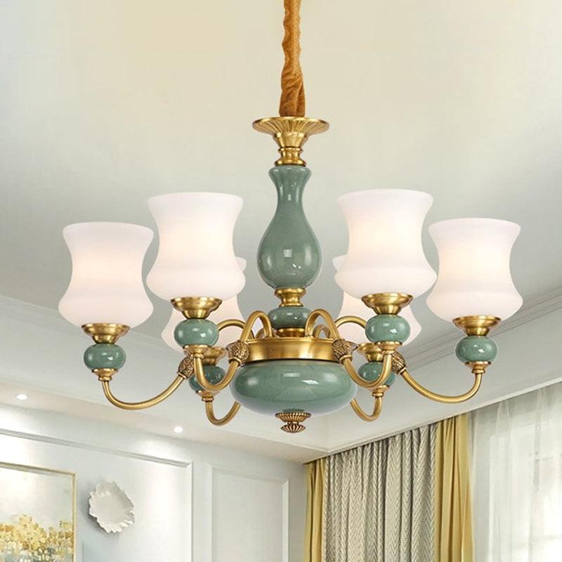 6/8 Bulbs Metallic Chandelier Light Vintage Gold Swooping Arm - Rebooters