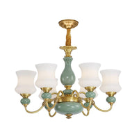 6/8 Bulbs Metallic Chandelier Light Vintage Gold Swooping Arm - Rebooters