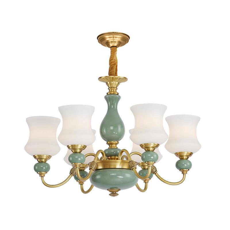 6/8 Bulbs Metallic Chandelier Light Vintage Gold Swooping Arm - Rebooters