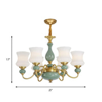 6/8 Bulbs Metallic Chandelier Light Vintage Gold Swooping Arm - Rebooters