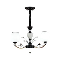 Black 3/6/8-Head Ceiling Chandelier Cream Glass Shade - Rebooters