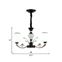 Black 3/6/8-Head Ceiling Chandelier Cream Glass Shade - Rebooters