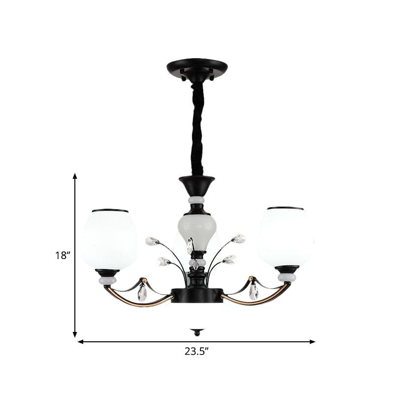 Black 3/6/8-Head Ceiling Chandelier Cream Glass Shade - Rebooters