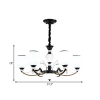 Black 3/6/8-Head Ceiling Chandelier Cream Glass Shade - Rebooters