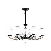 Black 3/6/8-Head Ceiling Chandelier Cream Glass Shade - Rebooters
