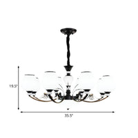 Black 3/6/8-Head Ceiling Chandelier Cream Glass Shade - Rebooters