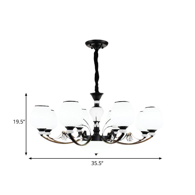 Black 3/6/8-Head Ceiling Chandelier Cream Glass Shade - Rebooters