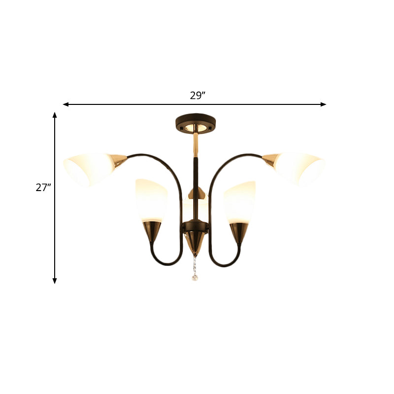 Black 6/9/12 Heads Hanging Chandelier Traditional Style Frosted Glass - Rebooters