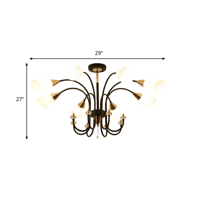 Black 6/9/12 Heads Hanging Chandelier Traditional Style Frosted Glass - Rebooters