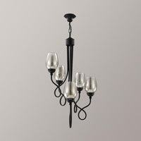 5/7 Bulbs Wine Cup Shaped Pendant Chandelier Black Glass Lamp - Rebooters