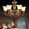 Cream Glass Brown Chandelier Lighting Fixture Floral Shade 6/8-Light - Rebooters