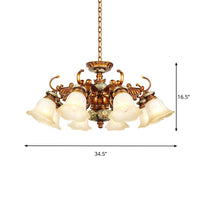 6/8 Bulbs Hanging Chandelier with Floral Shade Milky Glass - Rebooters