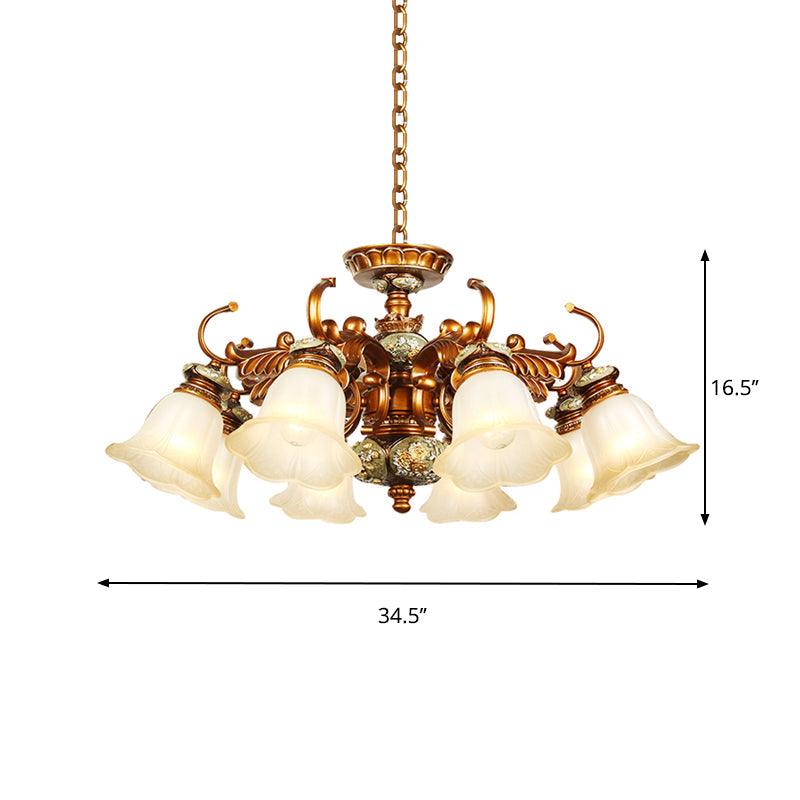 6/8 Bulbs Hanging Chandelier with Floral Shade Milky Glass - Rebooters