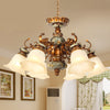 6/8 Bulbs Hanging Chandelier with Floral Shade Milky Glass - Rebooters